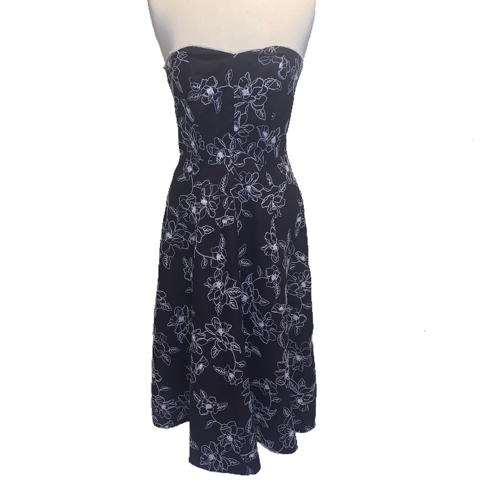 Strapless Embroidered Midi Dress